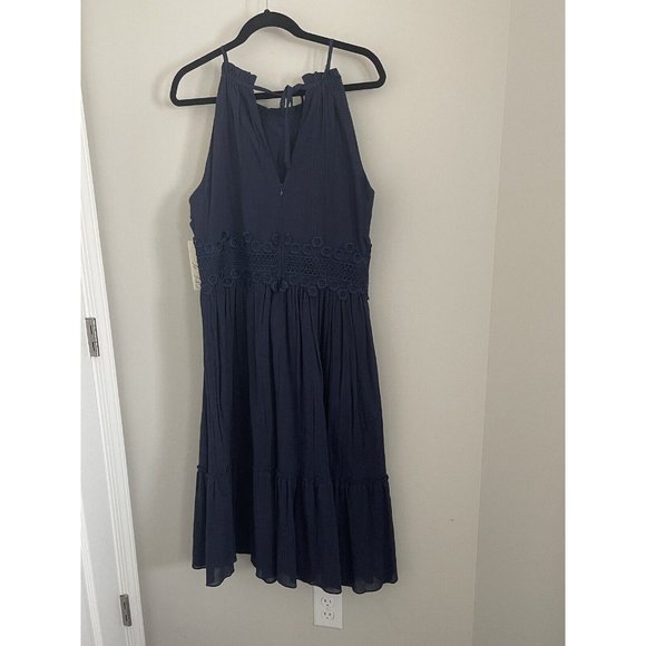 NWT Eliza J Navy Halter Midi Dress EJM5464 - Size 14 - Picture 2 of 2